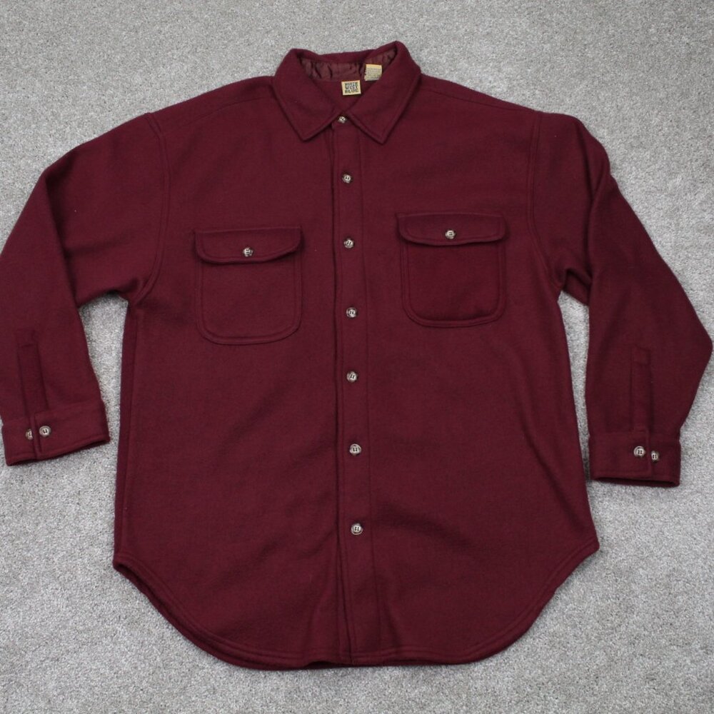 VTG Northwest Blue Shirt Mens Medium Red Polyester Double Pocket Long‎ Sleeve